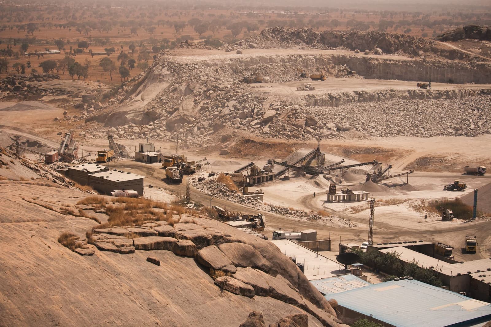 Aerial view of a quarry in Kaduna State, Nigeria